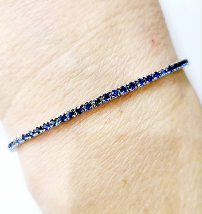 Bracciale Tennis con zaffiro blu natural ct 2,55 in Oro bianco 18kt-750 -19 cm