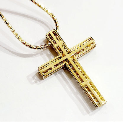 Collana modello cobra con pendente Croce   in Oro Giallo con Diamanti 0,80 totali ct 18 kt-750