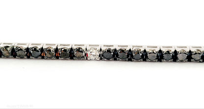 Bracciale Tennis Oro Bianco 18kt-750 Diamanti Neri ct 6,00 Diamanti Bianchi ct 0,48 - Certificato Gem-Tech