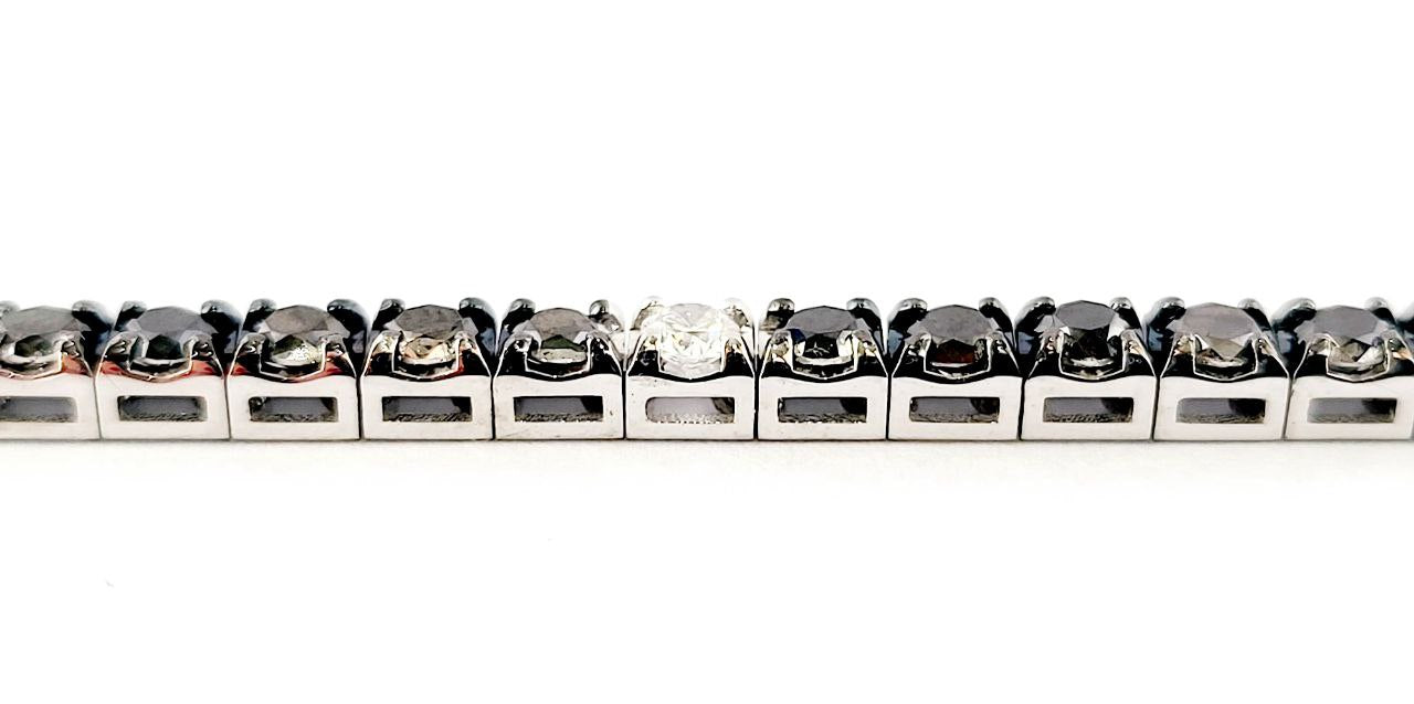 Bracciale Tennis Oro Bianco 18kt-750 Diamanti Neri ct 6,00 Diamanti Bianchi ct 0,48 - Certificato Gem-Tech