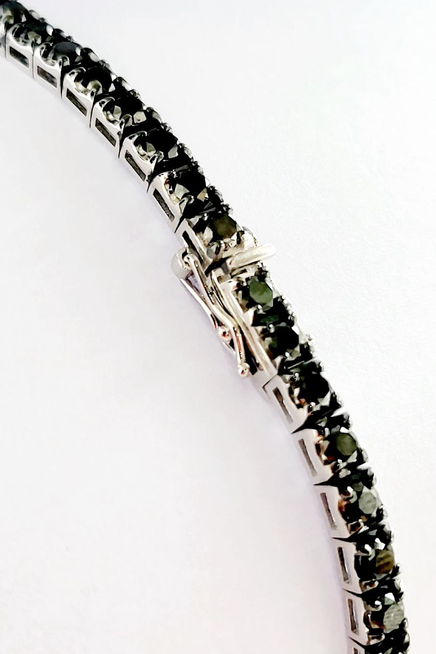 Bracciale Tennis Oro Bianco 18kt-750 Diamanti Neri ct 6,00 Diamanti Bianchi ct 0,48 - Certificato Gem-Tech