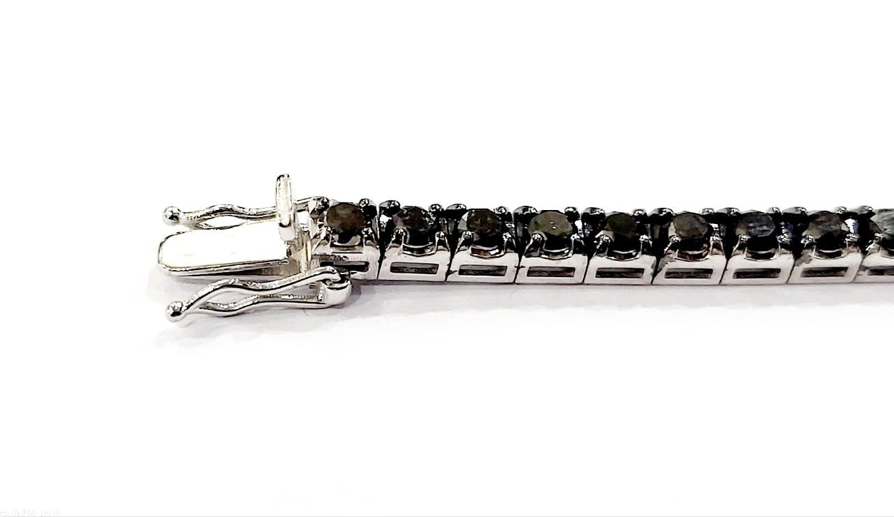 Bracciale Tennis Oro Bianco 18kt-750 Diamanti Neri ct 6,00 Diamanti Bianchi ct 0,48 - Certificato Gem-Tech