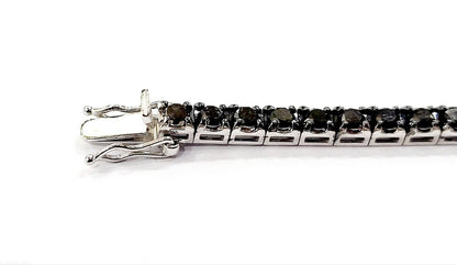 Bracciale Tennis Oro Bianco 18kt-750 Diamanti Neri ct 6,00 Diamanti Bianchi ct 0,48 - Certificato Gem-Tech