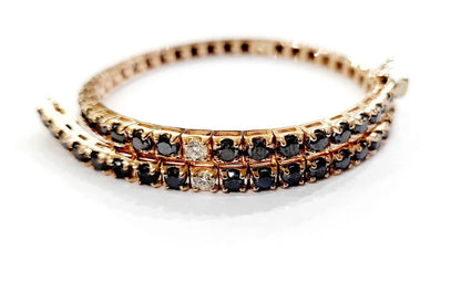 Bracciale Tennis Oro Rosa   18kt-750 Diamanti Neri ct 6,05 Diamanti Bianchi ct 0,48- Certificato Gem Tech