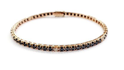 Bracciale Tennis Oro Rosa   18kt-750 Diamanti Neri ct 6,05 Diamanti Bianchi ct 0,48- Certificato Gem Tech