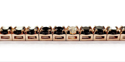 Bracciale Tennis Oro Rosa   18kt-750 Diamanti Neri ct 6,05 Diamanti Bianchi ct 0,48- Certificato Gem Tech