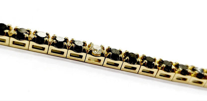 Bracciale Tennis Oro Giallo  18kt-750 Diamanti Neri ct 6,05  Diamanti Bianchi ct 0,48 - Certificato Gem tech