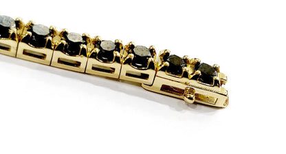 Bracciale Tennis Oro Giallo  18kt-750 Diamanti Neri ct 6,05  Diamanti Bianchi ct 0,48 - Certificato Gem tech