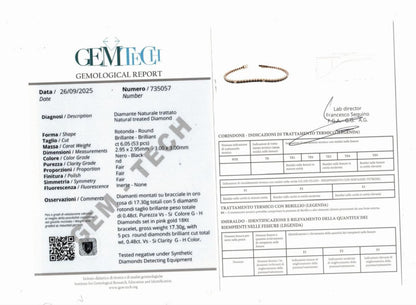 Bracciale Tennis Oro Rosa   18kt-750 Diamanti Neri ct 6,05 Diamanti Bianchi ct 0,48- Certificato Gem Tech