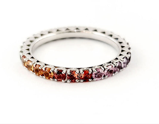 Anello veretta eternity con Zaffiri Multicolor 2,50 ct in Oro Bianco 18 kt (750)