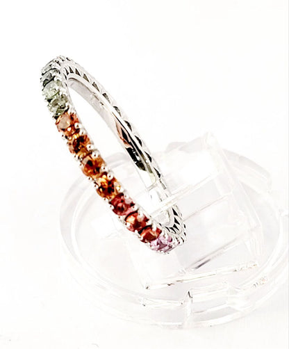 Anello veretta eternity con Zaffiri Multicolor 2,50 ct in Oro Bianco 18 kt (750)