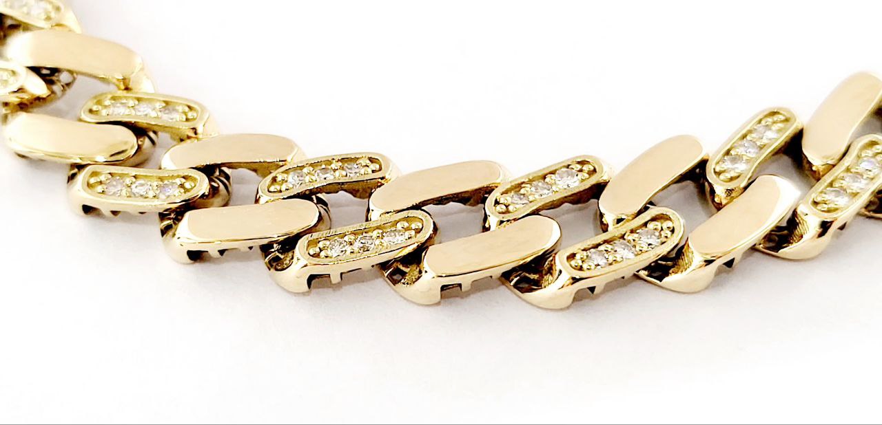 Bracciale unisex grumetta Oro Giallo 18kt-750 ct 1,55 Diamanti