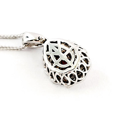 Collana pendente a goccia con doppio giro di Diamanti 0,35 ct e Rubino 0,25 ct in oro bianco 18kt (750)