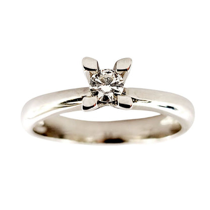 Anello solitario Tiffany 4 griffe in oro 18K con diamante ct 0,20 + certificato gemmologico