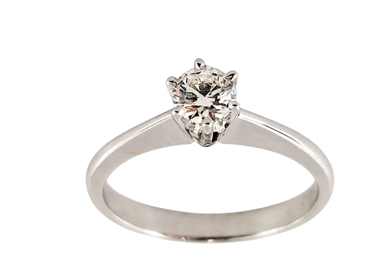 Anello solitario Tiffany 6 griffe in oro 18K con diamante ct 0,20 + certificato gemmologico