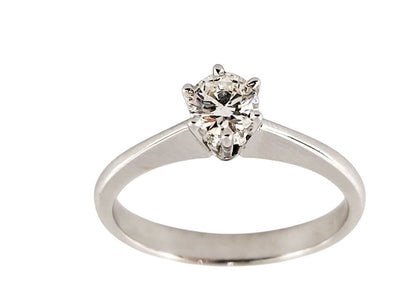 Anello solitario Tiffany 6 griffe in oro 18K con diamante ct 0,20 + certificato gemmologico