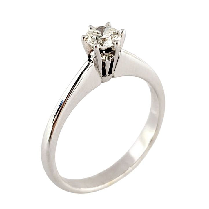 Anello solitario Tiffany 6 griffe in oro 18K con diamante ct 0,20 + certificato gemmologico