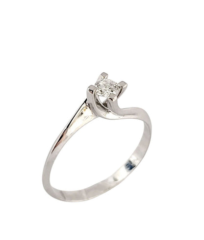 Anello solitario Valentino in oro 18K con diamante ct 0,20 + certificato gemmologico