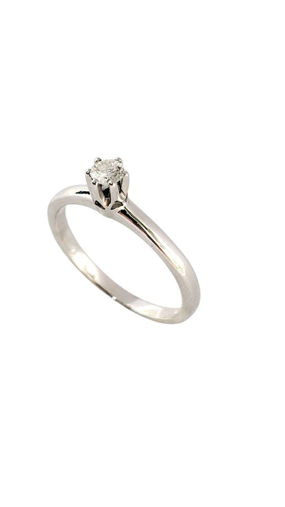 Anello solitario Tiffany 6 griffe donna in oro 18K con diamante ct 0,10 + certificato gemmologico Matrimonio,Fidanzamento,Promessa ,Laurea