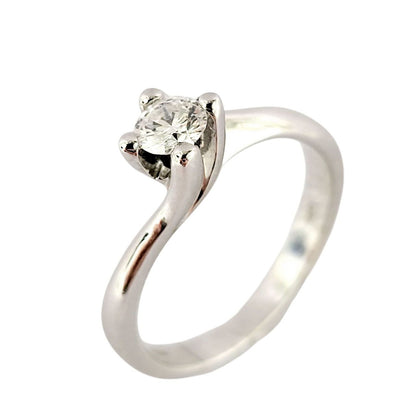 Anello solitario Valentino 4 griffe in oro 18K con diamante ct 0,30 + certificato gemmologico