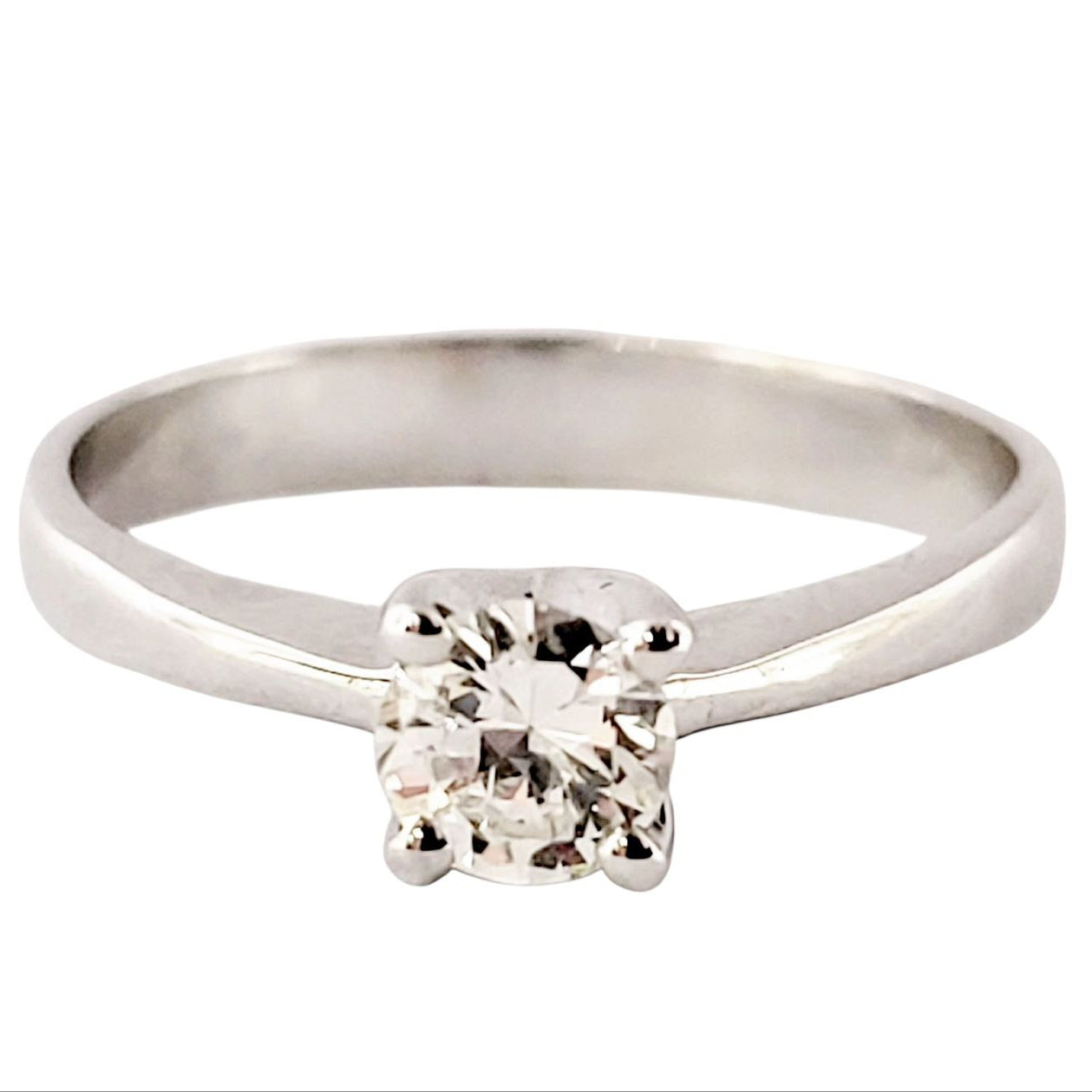 Anello solitario Tiffany 4 griffe in oro 18K con diamante ct 0,30 + certificato gemmologico