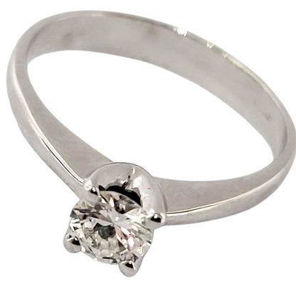 Anello solitario Tiffany 4 griffe in oro 18K con diamante ct 0,30 + certificato gemmologico