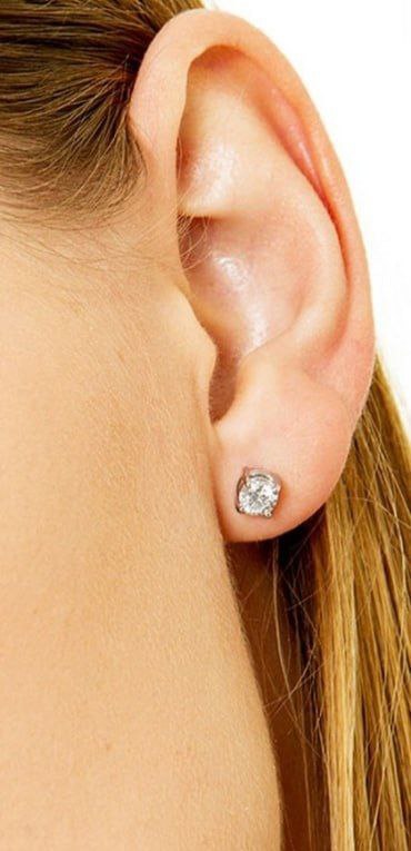 Anello solitario Tiffany 4 griffe + orecchini punto luce a filo con diamanti ct 0,30 + certificato gemmologico