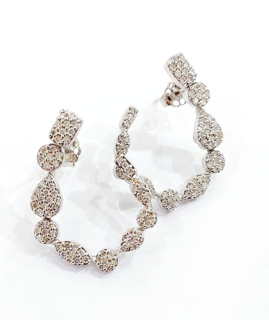 Orecchini Donna cerchio aperto Oro 18kt -750 Diamanti ct 1,28