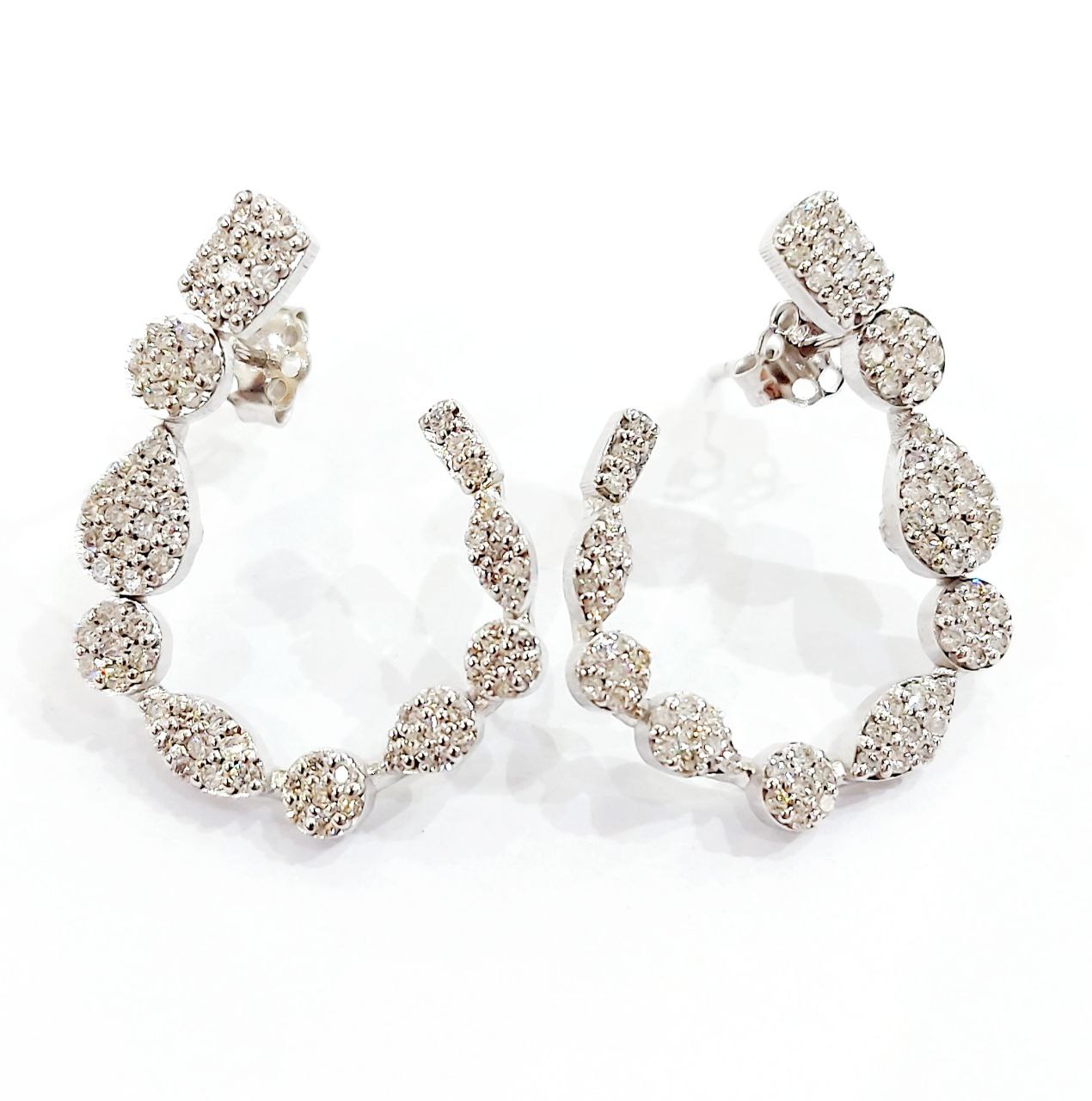 Orecchini Donna cerchio aperto Oro 18kt -750 Diamanti ct 1,28