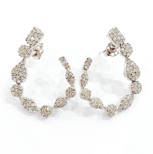 Orecchini Donna cerchio aperto Oro 18kt -750 Diamanti ct 1,28