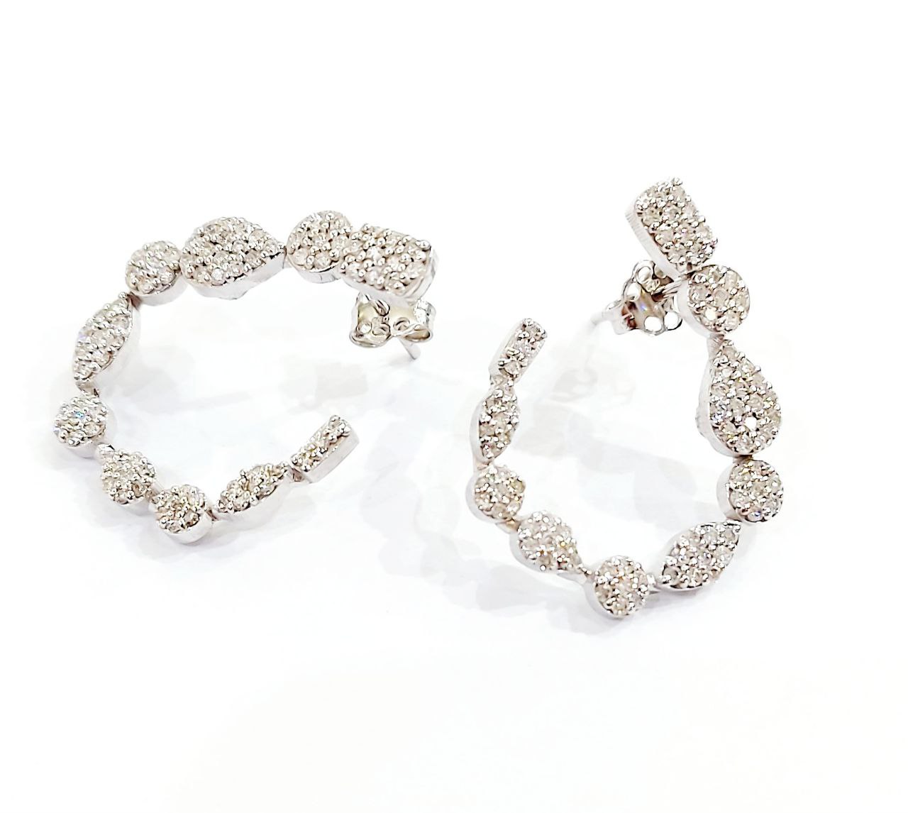 Orecchini Donna cerchio aperto Oro 18kt -750 Diamanti ct 1,28