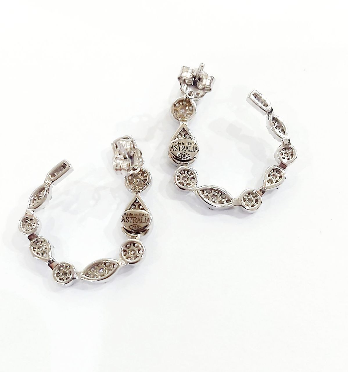 Orecchini Donna cerchio aperto Oro 18kt -750 Diamanti ct 1,28
