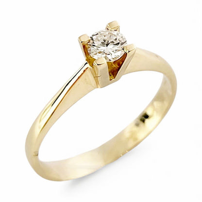 Anello Solitario modello 4 griffe con Diamante 0,25 ct in Oro Giallo 18 kt (750)
