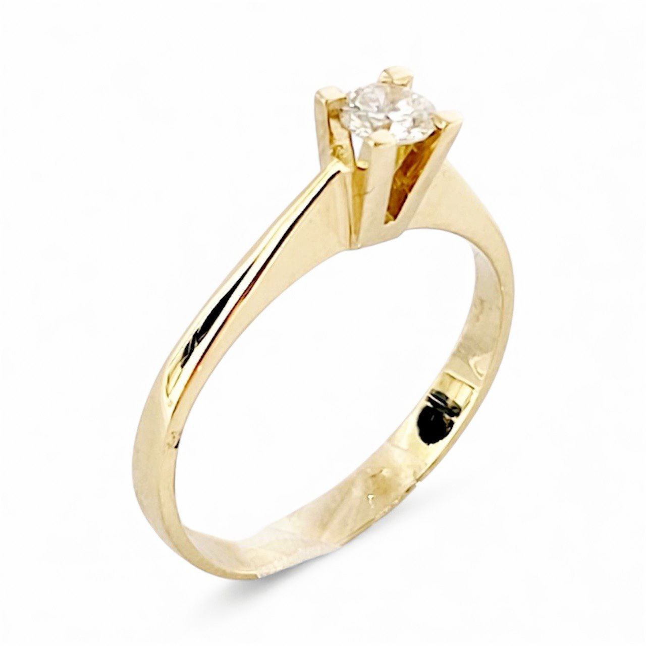 Anello Solitario modello 4 griffe con Diamante 0,25 ct in Oro Giallo 18 kt (750)