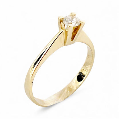 Anello Solitario modello 4 griffe con Diamante 0,25 ct in Oro Giallo 18 kt (750)