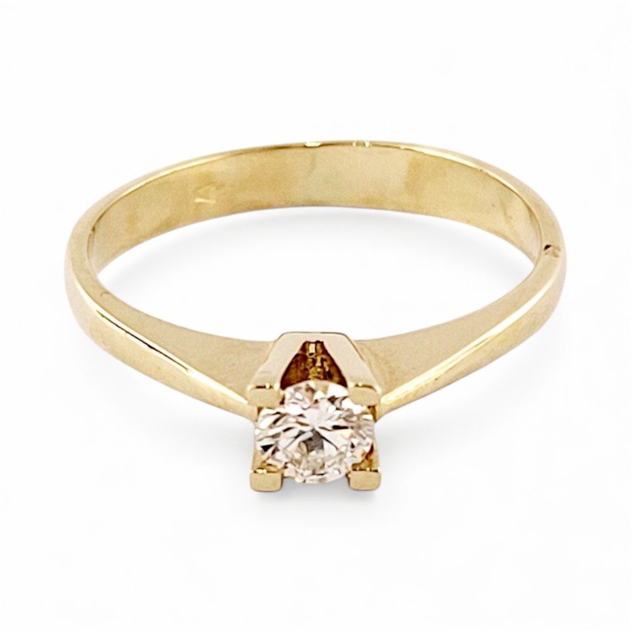 Anello Solitario modello 4 griffe con Diamante 0,25 ct in Oro Giallo 18 kt (750)