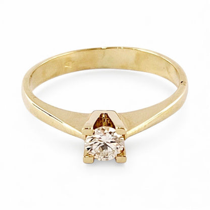 Anello Solitario modello 4 griffe con Diamante 0,25 ct in Oro Giallo 18 kt (750)