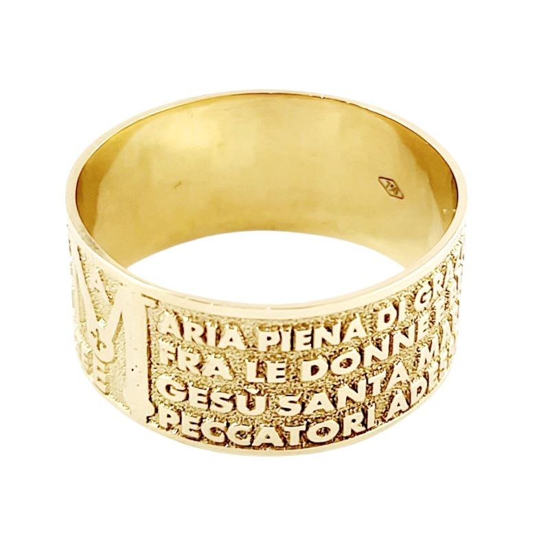 Anello Fascia larga in oro 18kt con Ave Maria a rilievo - Oreficeria