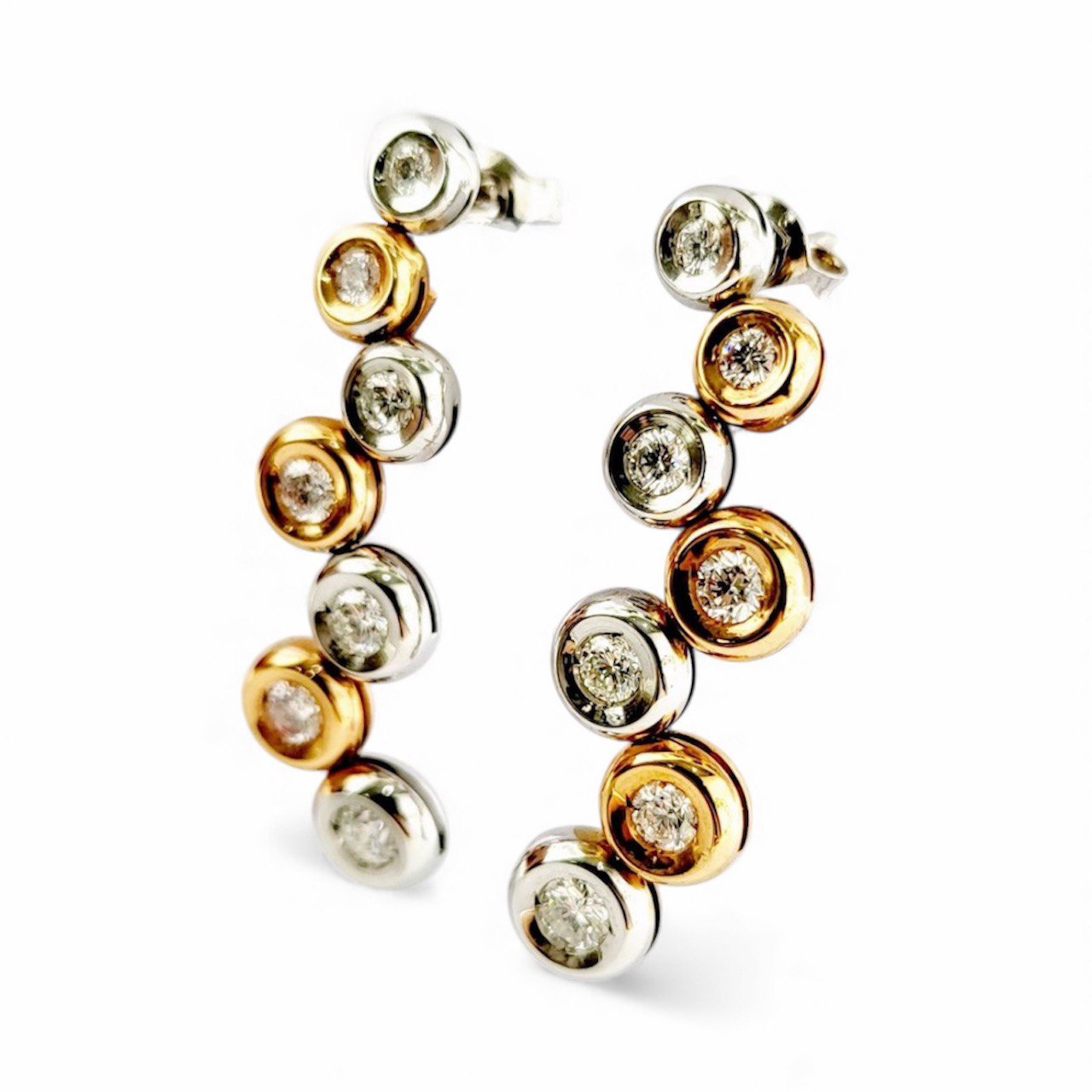 Orecchini a cipollina Astralia in Oro Bianco e Oro Rosa con Diamanti 2,02 ct 18 kt (750)