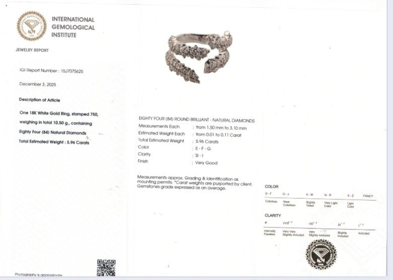 Anello esclusivo Contrariè con Diamanti ct 5.96 in oro bianco 18 kt (750)