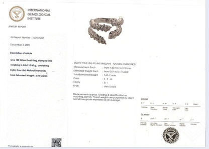Anello esclusivo Contrariè con Diamanti ct 5.96 in oro bianco 18 kt (750)