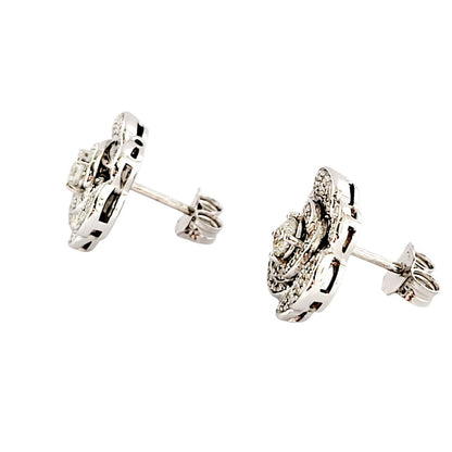Orecchini fiore camelia in Oro Bianco con Diamanti 0,95 ct 18 kt (750)