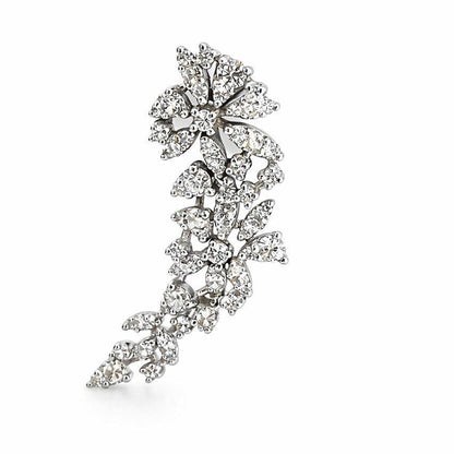 Orecchini lobo ear climber con diamanti ct 1,69 in oro bianco 18kt (750) certificato GEM-TECH