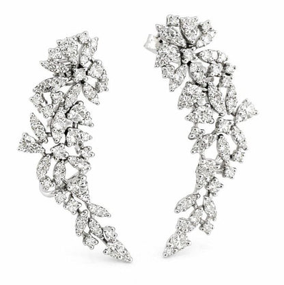 Orecchini lobo ear climber con diamanti ct 1,69 in oro bianco 18kt (750) certificato GEM-TECH