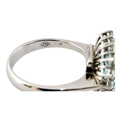 Anello Donna  in Oro Bianco con Topazio azzurro  ct 5,10 e Diamanti ct 0,80 18 kt (750)