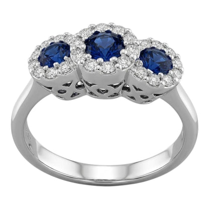 Anello trilogy magic con Zaffiri ct 0,56 e Diamanti ct 0,30 in Oro Bianco 18 kt (750)