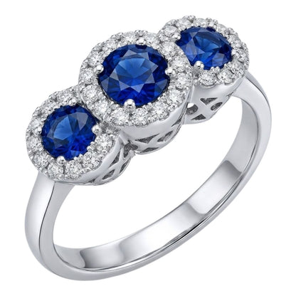 Anello trilogy magic con Zaffiri ct 0,56 e Diamanti ct 0,30 in Oro Bianco 18 kt (750)