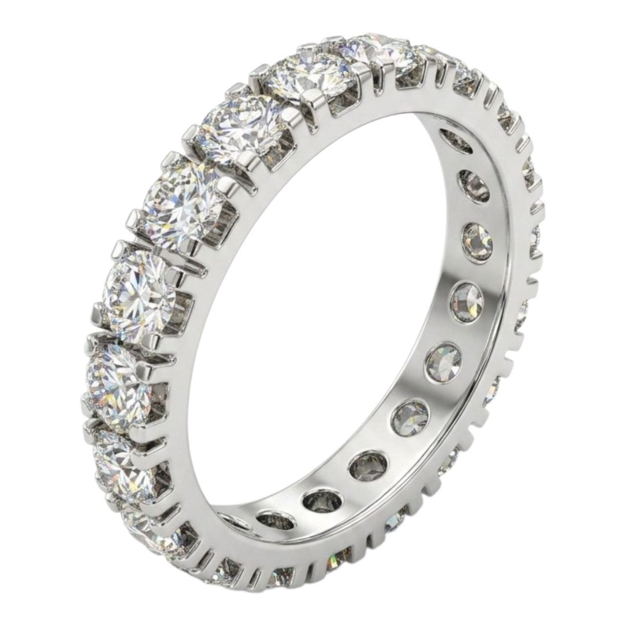 Anello veretta eternity con diamanti carati 2,00 in oro bianco 18Kt (750) Certificato HRD Antwerp