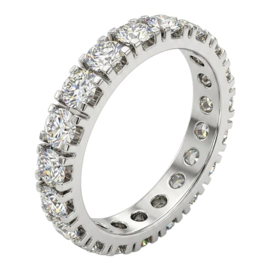 Anello veretta eternity con diamanti carati 2,00 in oro bianco 18Kt (750) Certificato HRD Antwerp