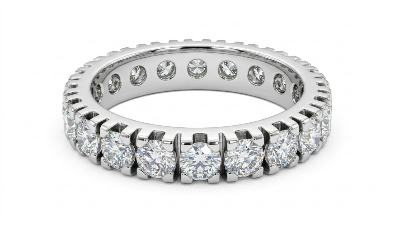 Anello veretta eternity con diamanti carati 2,00 in oro bianco 18Kt (750) Certificato HRD Antwerp
